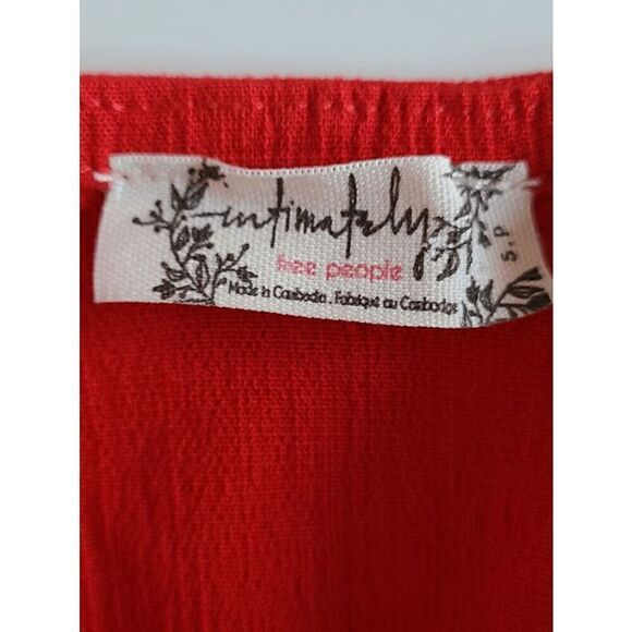 ❤️ FREE PEOPLE Larissa Tank V-Neck Thong Snap Button Red Bodysuit SIZE S - Picture 9 of 16